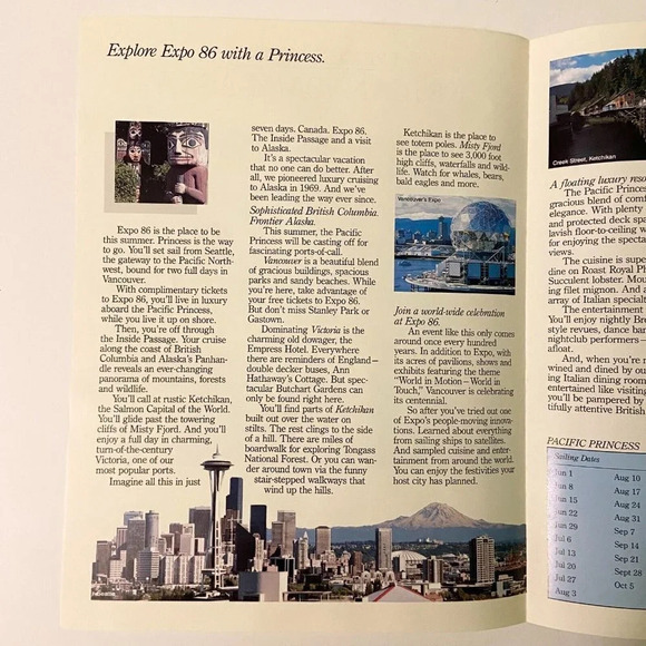 Vintage 1986 Princess Cruises Canada Alaska Pacific Princess Brochure Pamphlet - Picture 12 of 16